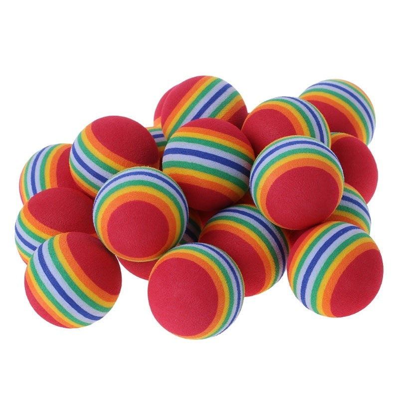 Outdoor Sport Golf Balls color Rainbow Stripe Balls FOAM Sponge plastic Golf Balls for Swing Practice Training Balls 20Pcs/bag