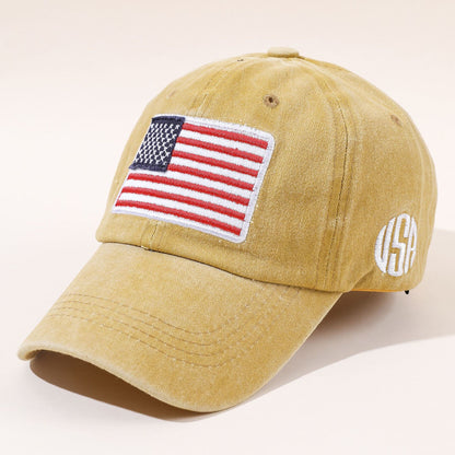 New baseball hat washed and made old letters peaked cap tide men and women American flag cotton multicolor hat