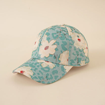 Hat women's new fashion summer and Korean version mixed color flower baseball cap fashion ladies travel sunshade peaked cap tide