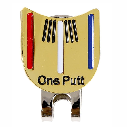 1pc "One Putt" Pattern Golf Hat Clip; Golf Putting Alignment Aiming Ball Marker With Magnetic