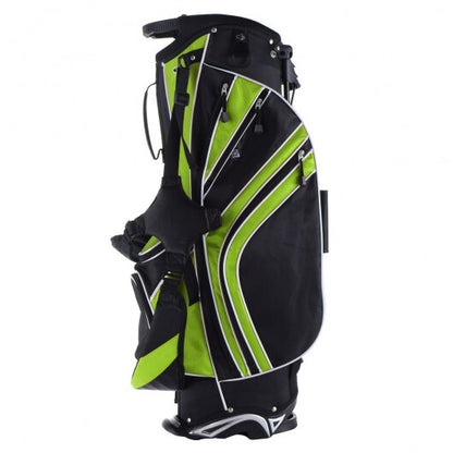 Golf Stand Cart Bag with 6-Way Divider Carry Pockets-Green - Color: Green