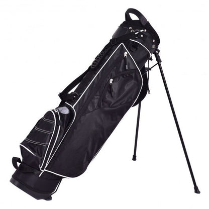 Golf Stand Cart Bag with 4 Way Divider Carry Organizer Pockets-Black - Color: Black