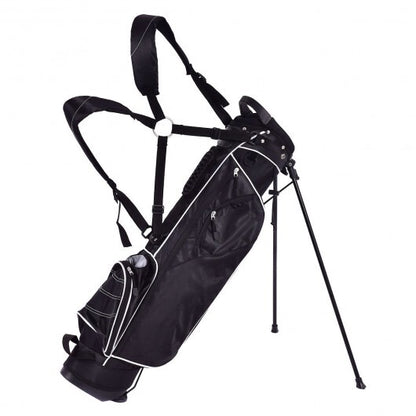 Golf Stand Cart Bag with 4 Way Divider Carry Organizer Pockets-Black - Color: Black