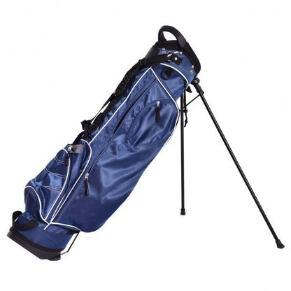 Golf Stand Cart Bag with 4 Way Divider Carry Organizer Pockets-Blue - Color: Blue
