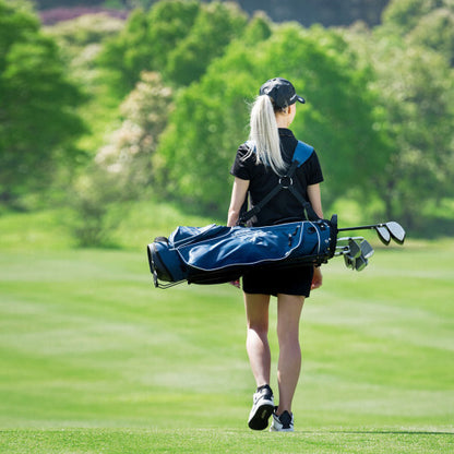 Golf Stand Cart Bag with 4 Way Divider Carry Organizer Pockets-Black