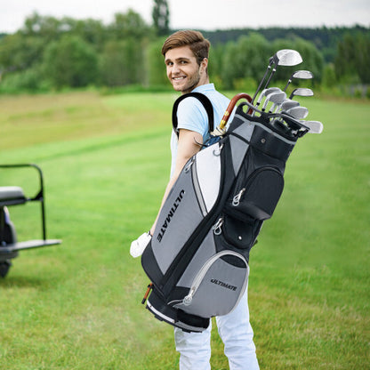 14-Way Golf Cart Stand Bag with Waterproof Rain Hood
