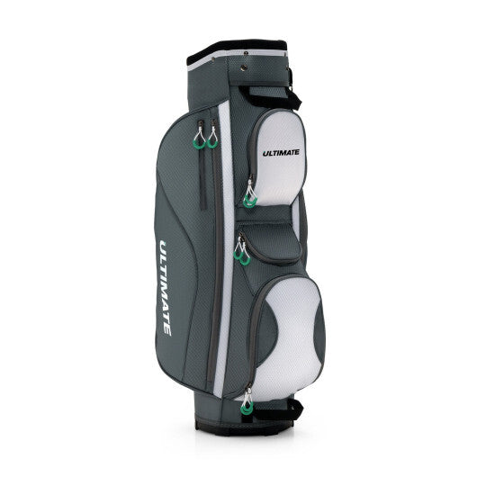 14 Dividers Golf Cart Bag with 7 Zippered Pocket - Color: Gray