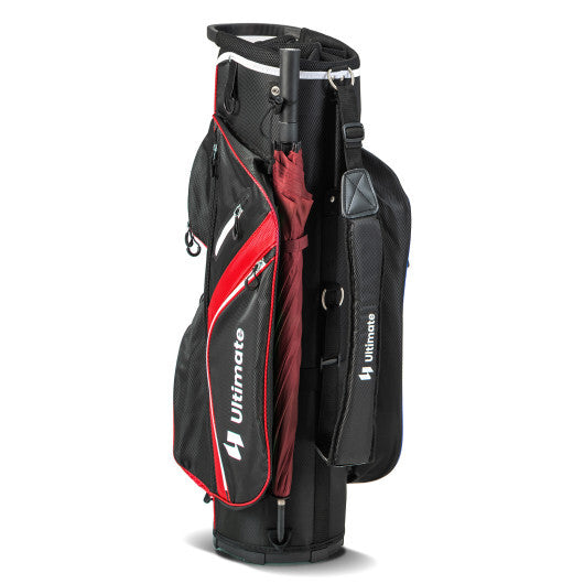 Golf Cart Bag with 14 Way Top Dividers-Red - Color: Red