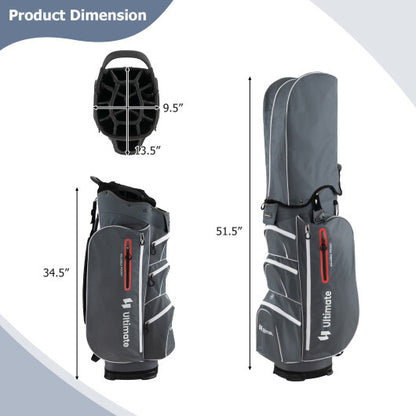 9.5 Inch Lightweight Golf Cart Bag with 15 Way Top Dividers-Red - Color: Red