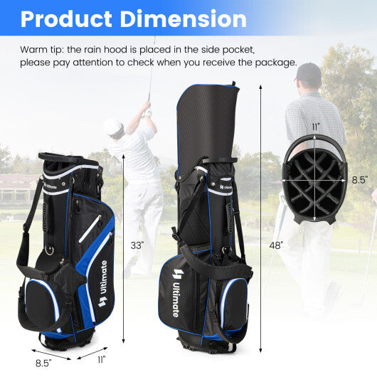 Lightweight Golf Stand Bag with 14 Way Top Dividers and 6 Pockets-Blue - Color: Blue