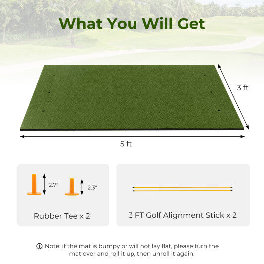 5 x 3 ft Artificial Turf Grass Practice Mat for Indoors and Outdoors-20mm - Color: Green - Size: 20mm
