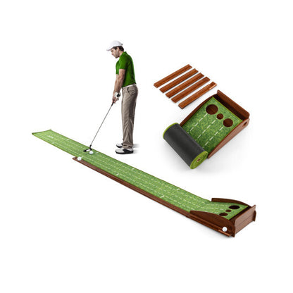 Golf Putting Mat Practice Training Aid with Auto Ball Return and 3 Hole Sizes - Color: Green - Size: 3 Holes