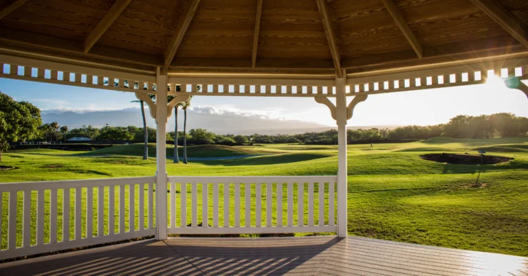 View from porch of Real Estate on a golf course.